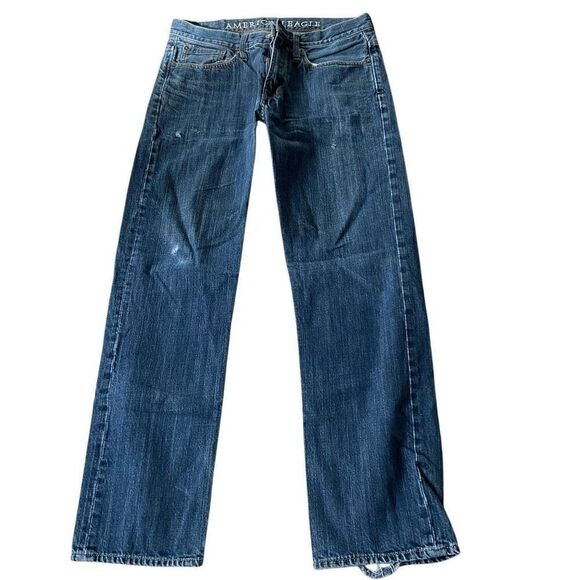 American Eagle Outfitters‎ Mens Relaxed Straight Leg Denim Jeans Blue Size 31/32 - Picture 2 of 12
